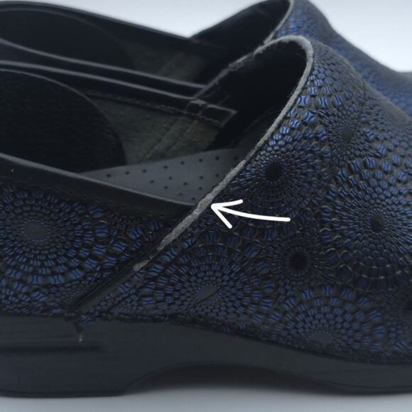 Dansko ITALY MADE Professional Navy Medallion Clogs Mules LEATHER Size 40 Womens - Picture 12 of 14